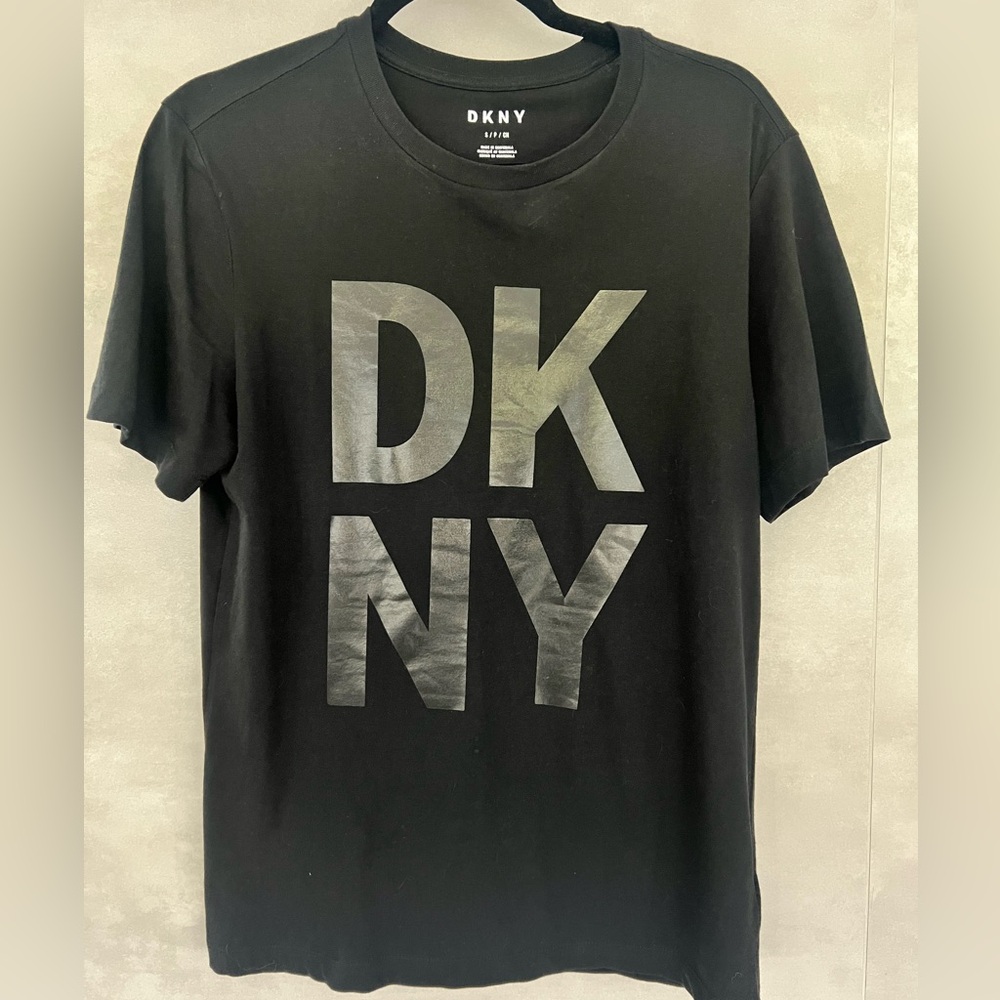 DKNY Black Men's T-Shirt logo SMALL women unisex top tee casual gym workout trai